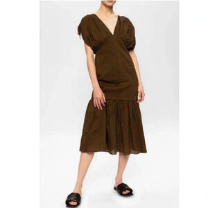 NWOT Marysia Resort Monterey Seersucker Brown Midi Dress Size Medium